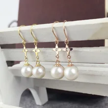 AINUOSHI 18K желтое золото натуральный культивированный пресноводный жемчуг висячие серьги 18K розовое золото ювелирные изделия для женщин Свадебные Bijoux