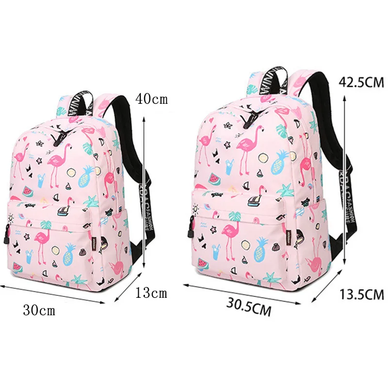 Mochila De mujer impermeable Linda bolsa de libros Rosa flamenco Animal Mochila impresión Mochila escolar para niñas adolescentes Mochila