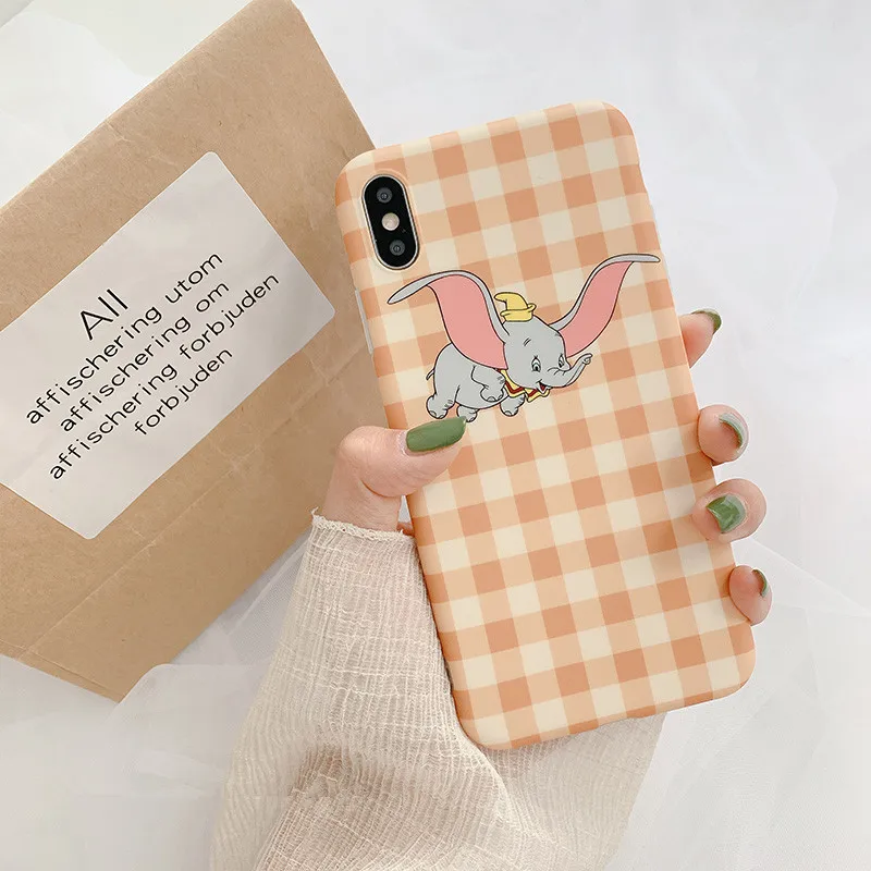 

Luxury Grid Cartoon Animation Dumbo Phone Case For iPhone X Xs XR Xsmax 7 7 Puls 6 6S 7 8 Puls Cases Cute Soft Silicone Cover