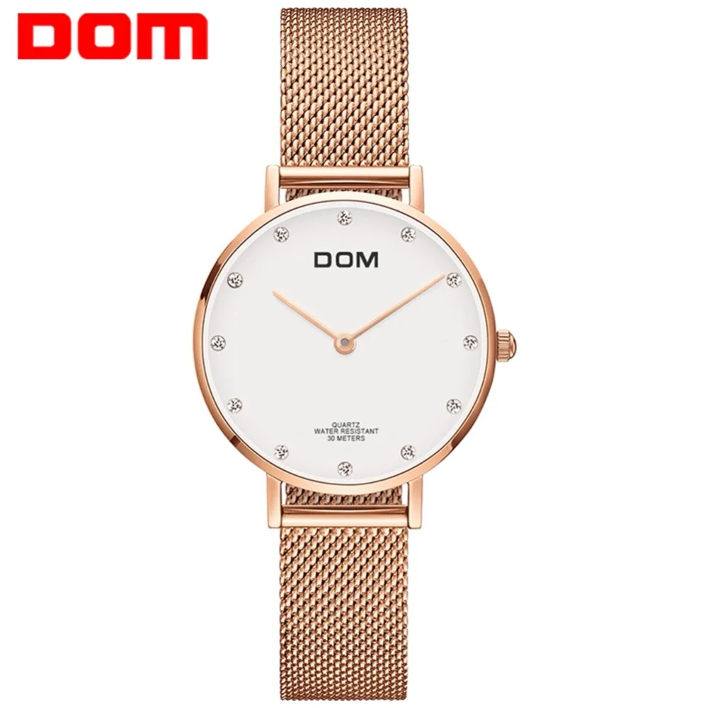 

DOM Women Watch Gold Diamond Luxury Stainless Steel Watches Fashion Casual Quartz Ladies Wristwatch Waterproof Clock G-36G-7M