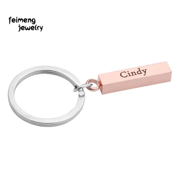 

Engrave Name Keychains Simple Style Stainless Steel Pendant Key Ring Customized Calendar Logo Fashion Jewelry Gift Dropshipping