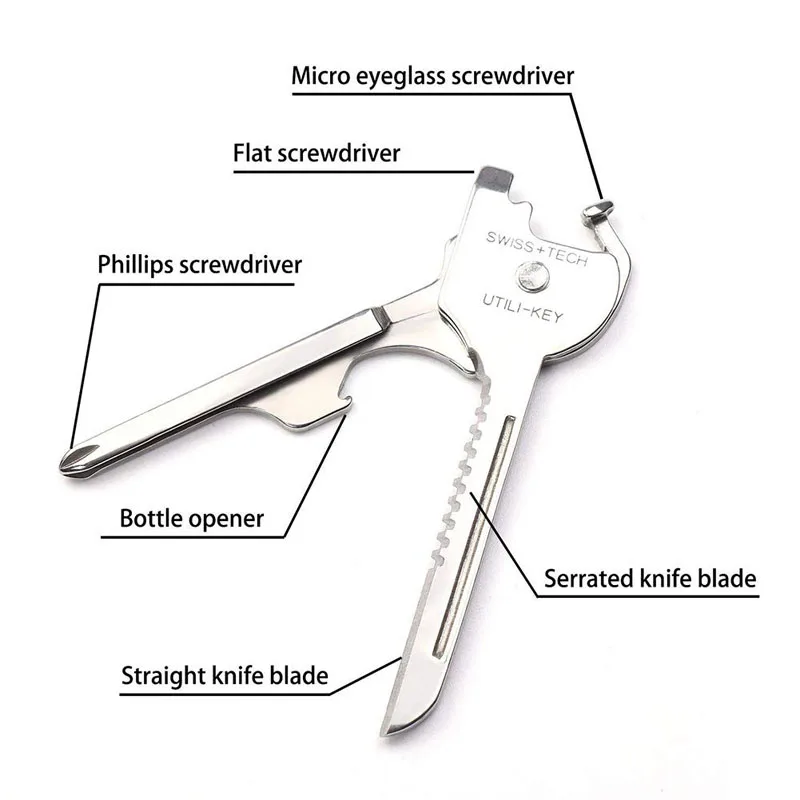 Инструмент для ключей из нержавеющей стали 6в1 Мультитул Отвертка Нож открывалка для бутылок ремонтный гаджет открытый мини брелок инструмент