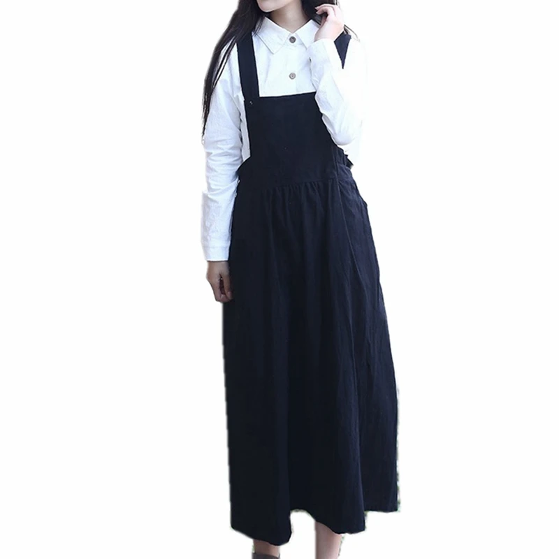 

Mori Suspender Skirt High Quality 100% Cotton Midi A Line Skirt High Waist Red Grey Black Long Skirt Femme Overall