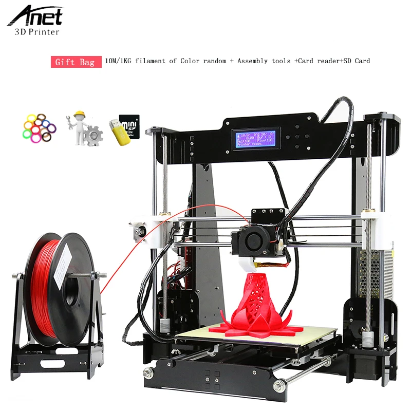 

Anet A8 Acrylic + Lead Screw 3D Printer Large Printing Size 220*220*240mm Reprap i3 DIY 3D Printer Kit Desktop 3d Printer Kit