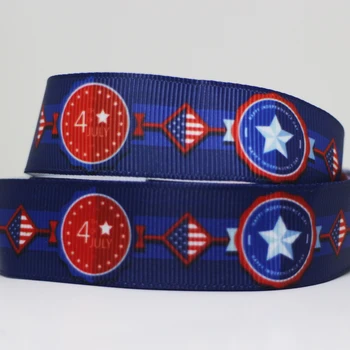 

50yards 7/8" 1" 1.5" 2" 3" 22mm 25mm 38mm 50mm 75mm Independence Day printed grosgrain ribbon party decoration DIY material