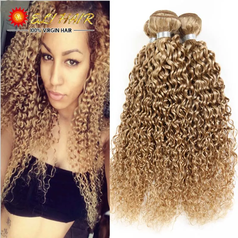 8a Rubia Curly Extensiones De Cabello Honey Blonde Remy