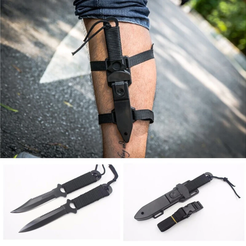 

4PCS Tactical Knife Army Paratroopers Knife FIXED BLADE Steel Diving Combat Straight knife Outdoor Survival Camping Knife+SHEATH
