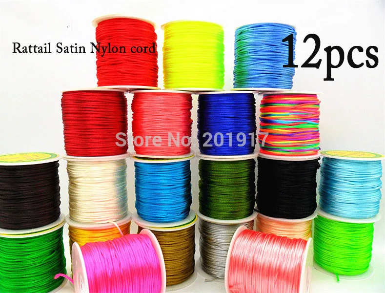 

2mm Nylon Cords Rattail Satin Macrame Rope Shamballa Bracelet Beading Chinese Knot Cord Accessories-720m/12rolls 48colors Choice