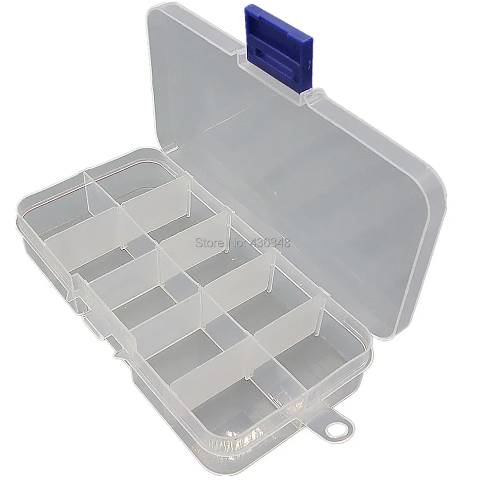 10 Slots Jewelry Tool Box Plastic Compartment Adjustable Jewelry Necklace Clear Storage Box Case Holder