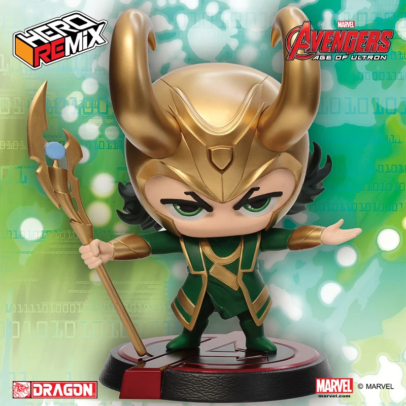 

Original Dragon 5inch Marvel Avengers Loki Super Cute Bobohead Collection Figure New Box