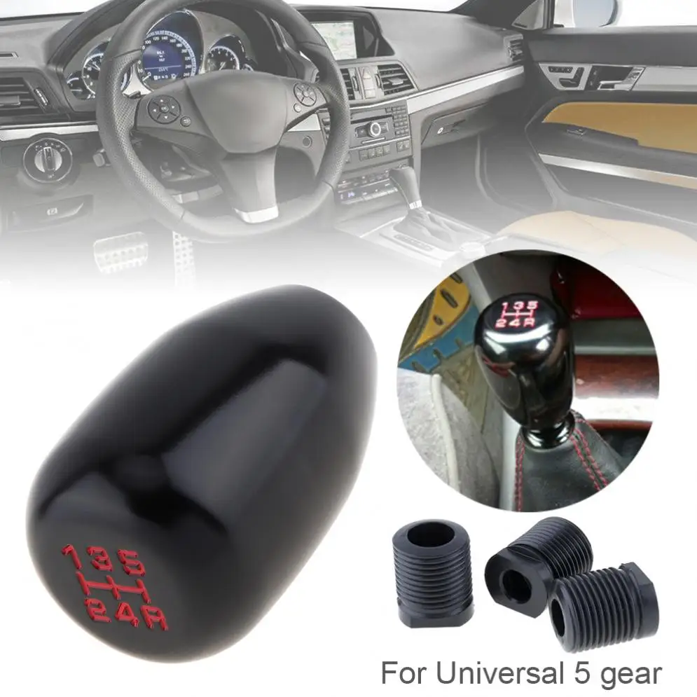 

Universal Durable 5 Speed Aluminum Alloy Black Car Manual Transmission Gear Shift Handball Knob with Plastic Adapter
