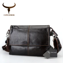 COWATHER Envelope package 2017 cow genuine leather messenger bags for men handbags huge capacity male s