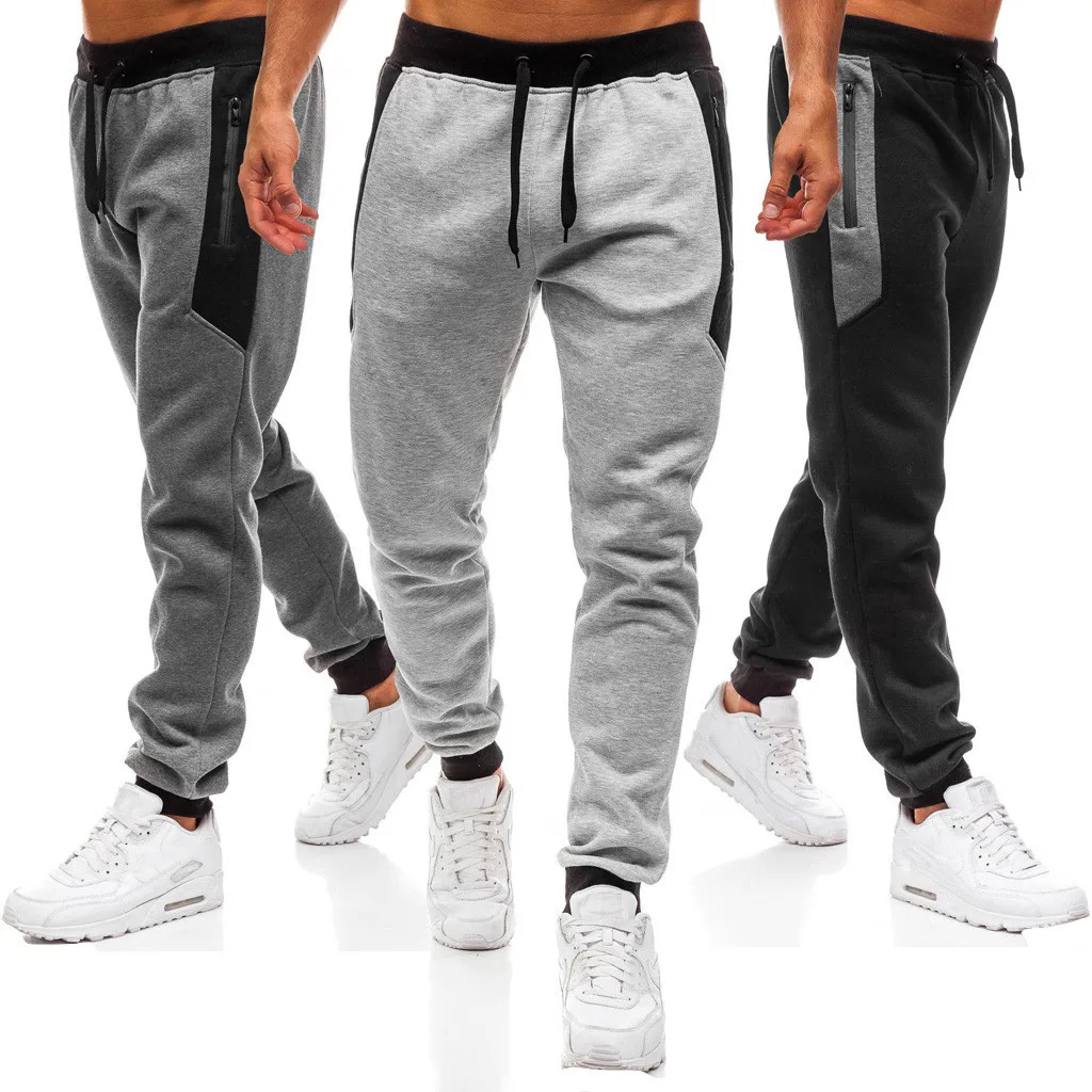 Men Splicing Printed Drawstring Casual Pocket Sport Work Casual Trouser Combat Pants