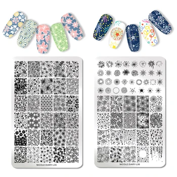 

NICOLE DIARY Rectangle Round Shape Nail Stamping Plates Moon Star Design Stainless Steel Nail Art Image Stamp Template