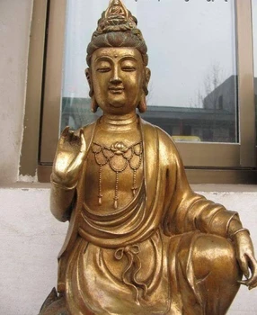 

28 Chinese Buddhism Bronze Gild Bodhisattva Kwan-Yin Ride on Fish Dragon statue