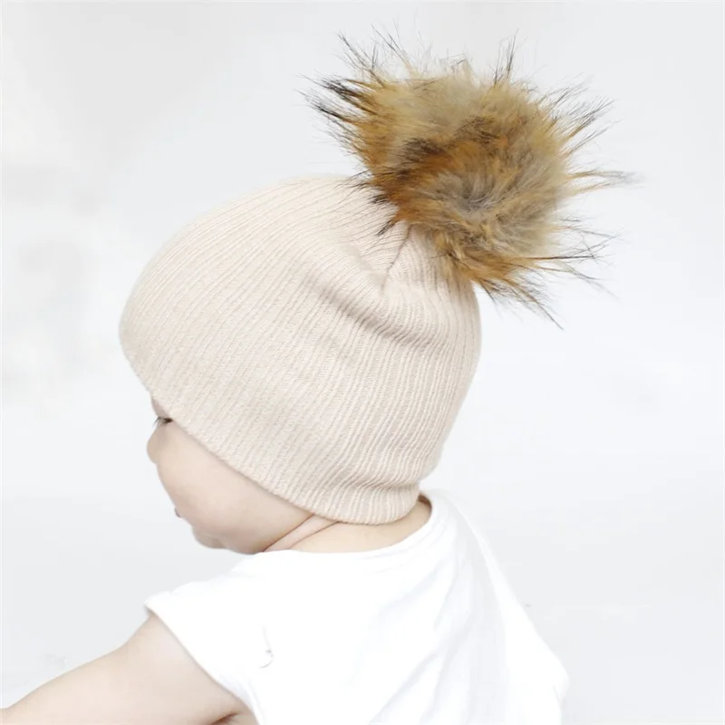 Г. Зимняя детская шапка, шапка из искусственного меха для девочек и мальчиков, вязаная крючком Детская шапка с помпоном, вязанная зимняя детская шапка s