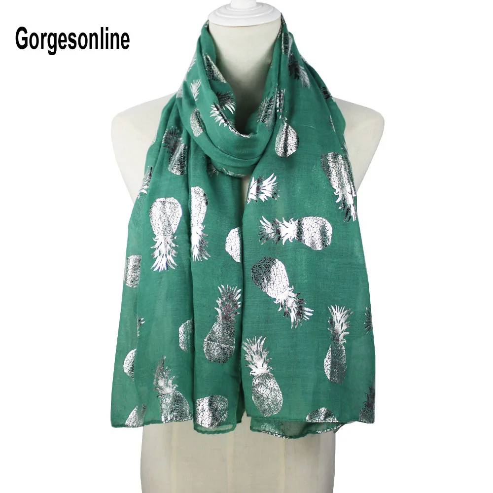 

Hot selling high fashion ladies girls 100% Viscose Spring Summer silver gold foil long style scarf shawl dress foil print