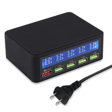 Мульти USB зарядное устройство, 50 Вт 5 портов USB быстрое зарядное устройство с QC 3,0 Quick Charge lcd умная зарядная станция концентратор для смартфонов, планшетов