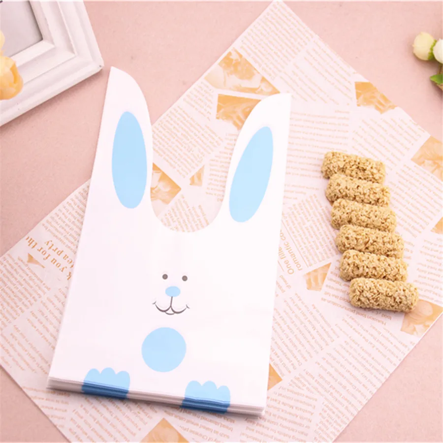 Wholesale 50pcs/lot Cute Plastic Candy Packing For Party Lovely Rabbit Ear Cookies Bags Favor Wedding Gift Packaging