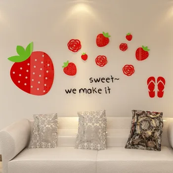 

1 PC Creative Strawberry 3D Stickers Sweet Home Wall Decor Furniture Decoration Mural Art Wall Decals Removable Wall Sticker
