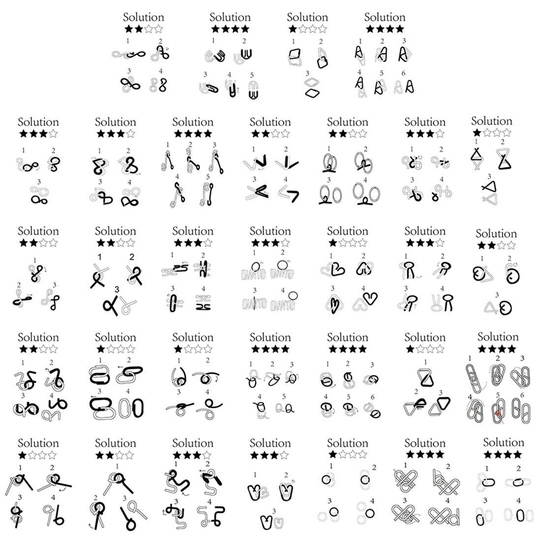 32Pcs Classic IQ Montessori Metal Wire Puzzle Baffling Brain Teaser Magic Rings Puzzles Game Toys for Adults Children Kids Gifts
