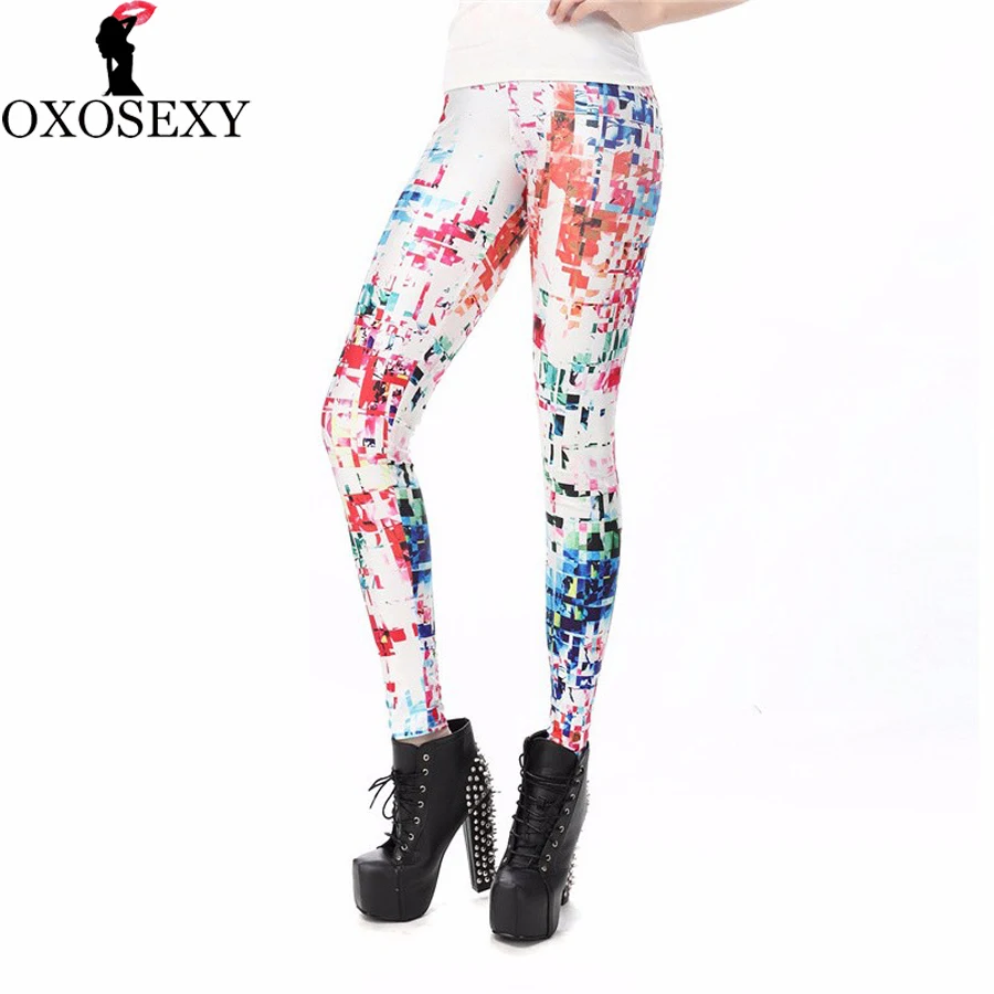 X Small Doodle Pants White Multi-Colored Tree Leggings