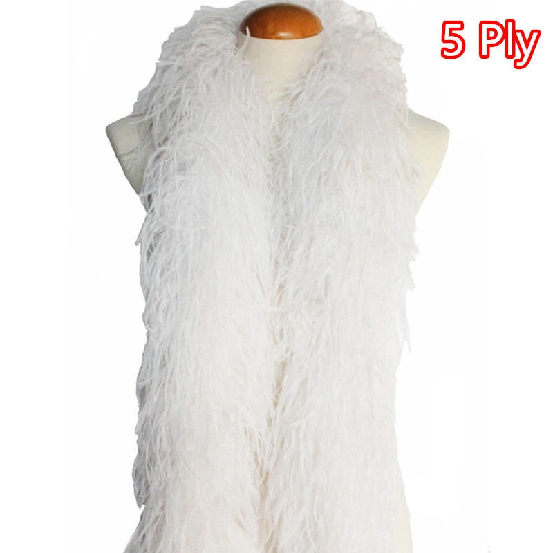 2 м/лот белый черный(1Ply 3Ply 5Ply 10Ply 20Ply) утолщенный боа из страусиных перьев отделка юбки свадебные украшения перья для рукоделия - Color: 5 Ply White