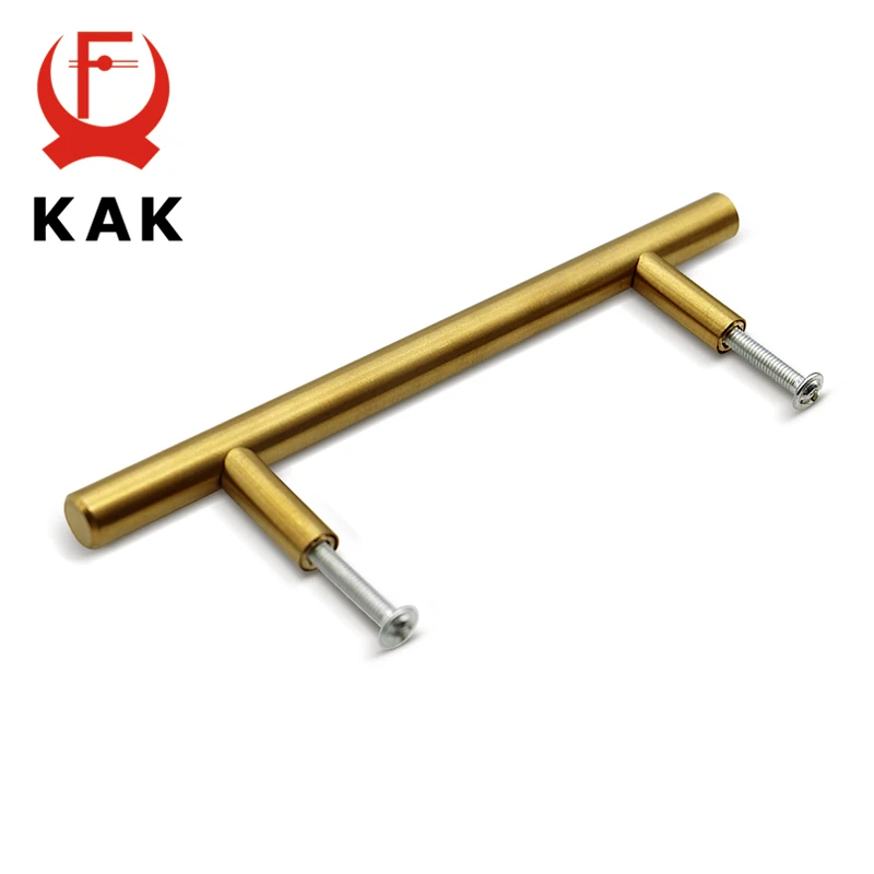 KAK 2" ~ 20'' Gold Kitchen Door T Bar Straight Handle Knobs Cabinet Pull Diameter 10mm Stainless Steel Handles Furniture Handle images - 6