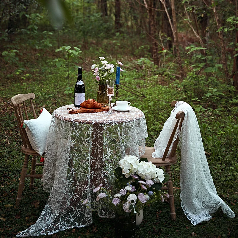 

The stars and Margaret Gypsophila lace table cloth white European Style rectangle round tablecloth Ins