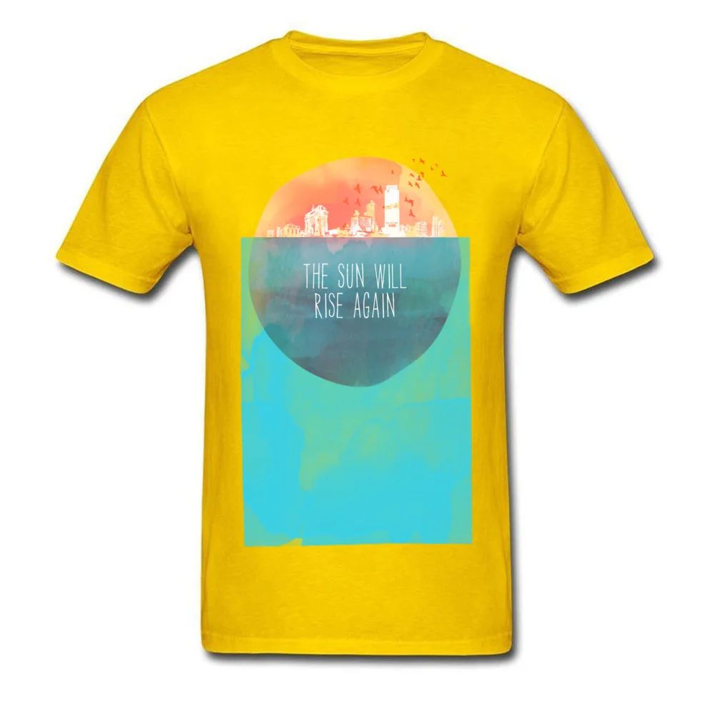 The Sun Will Rise Again Crewneck Top T-shirts Summer Tees Short Sleeve Hip Hop Pure Cotton Slim Fit Sweatshirts Funny Mens The Sun Will Rise Again yellow