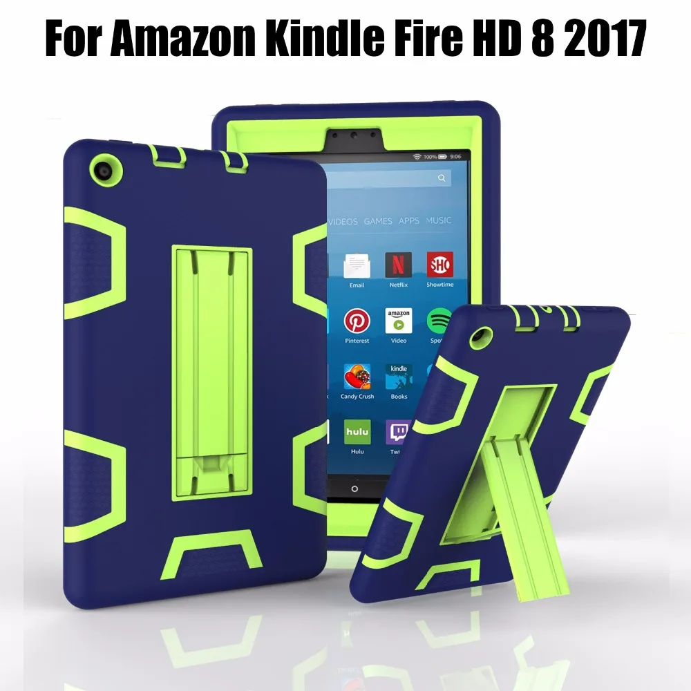 

For Amazon 2017 New Kindle Fire HD 8 Armor Shockproof Hybrid Heavy Duty Protective Stand Cover Case For kindle fire hd8 2017
