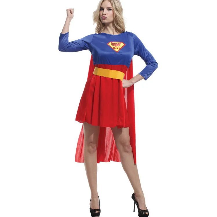Модные детские комплекты на Хэллоуин, детская одежда для девочек, одежда Супермена, маскарадный костюм, 2 предмета, платье для девочек
