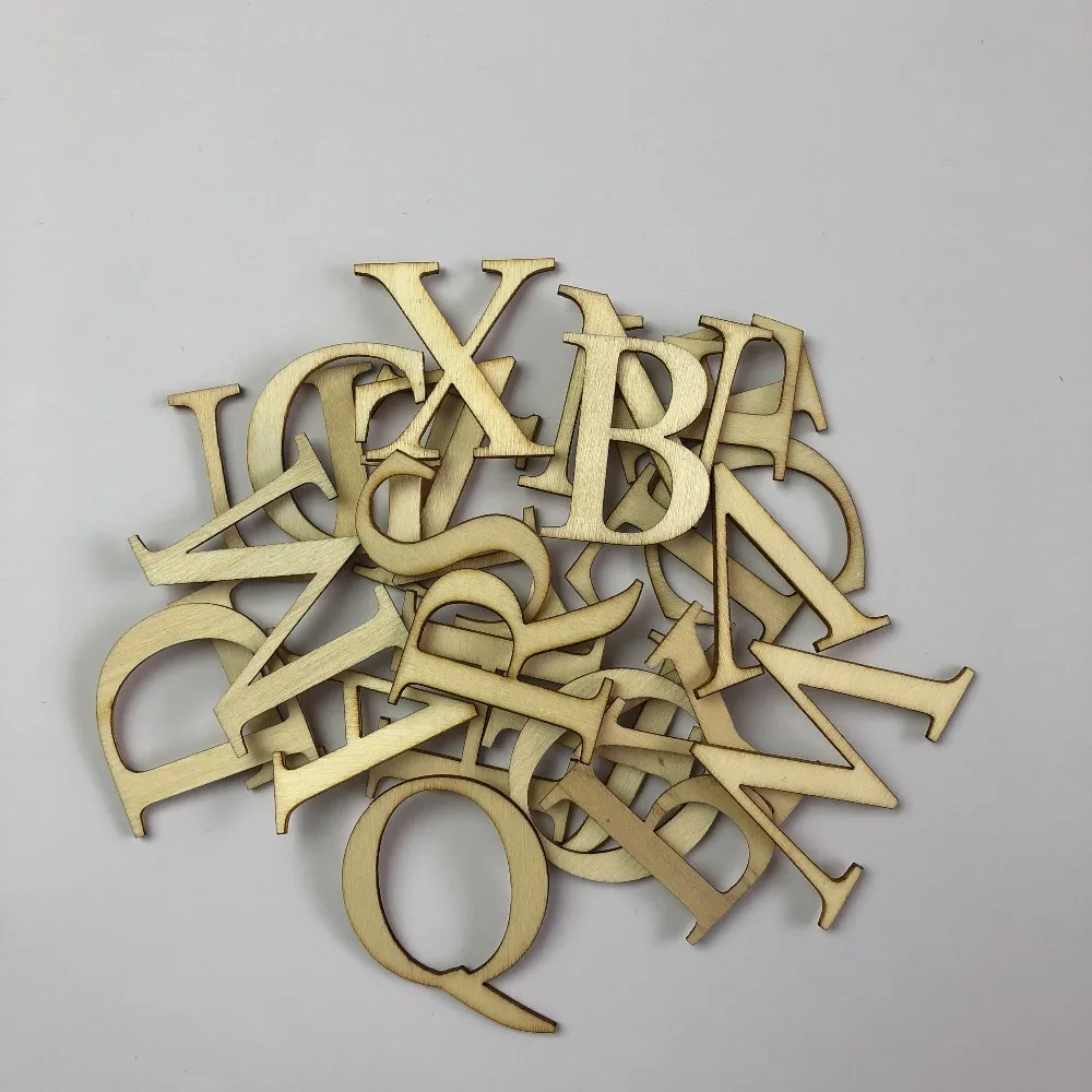 

Happymems 52pcs/set 4-5cm A-Z English Words For Birthday Party or wedding Wood Letter DIY Wood Crafts Decoration Wooden Letter