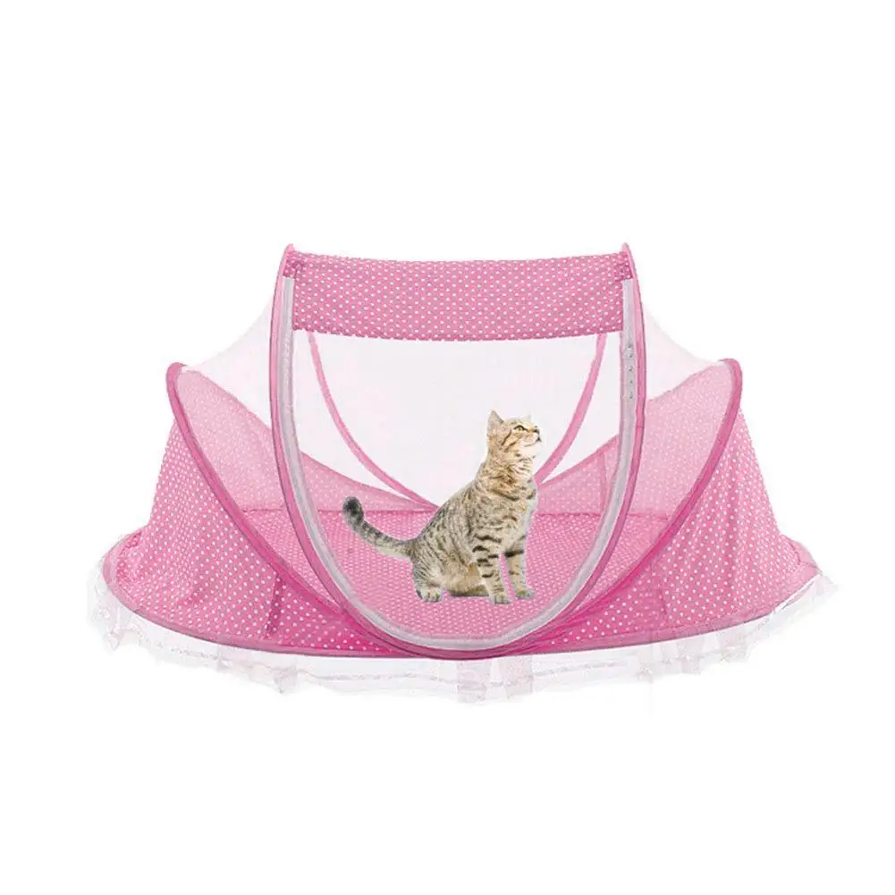 Pet Supplies Tent Summer Cat Tent Small Dog Kennel Cooling Mat Breeding House Delivery Room For Pets - Цвет: Pink