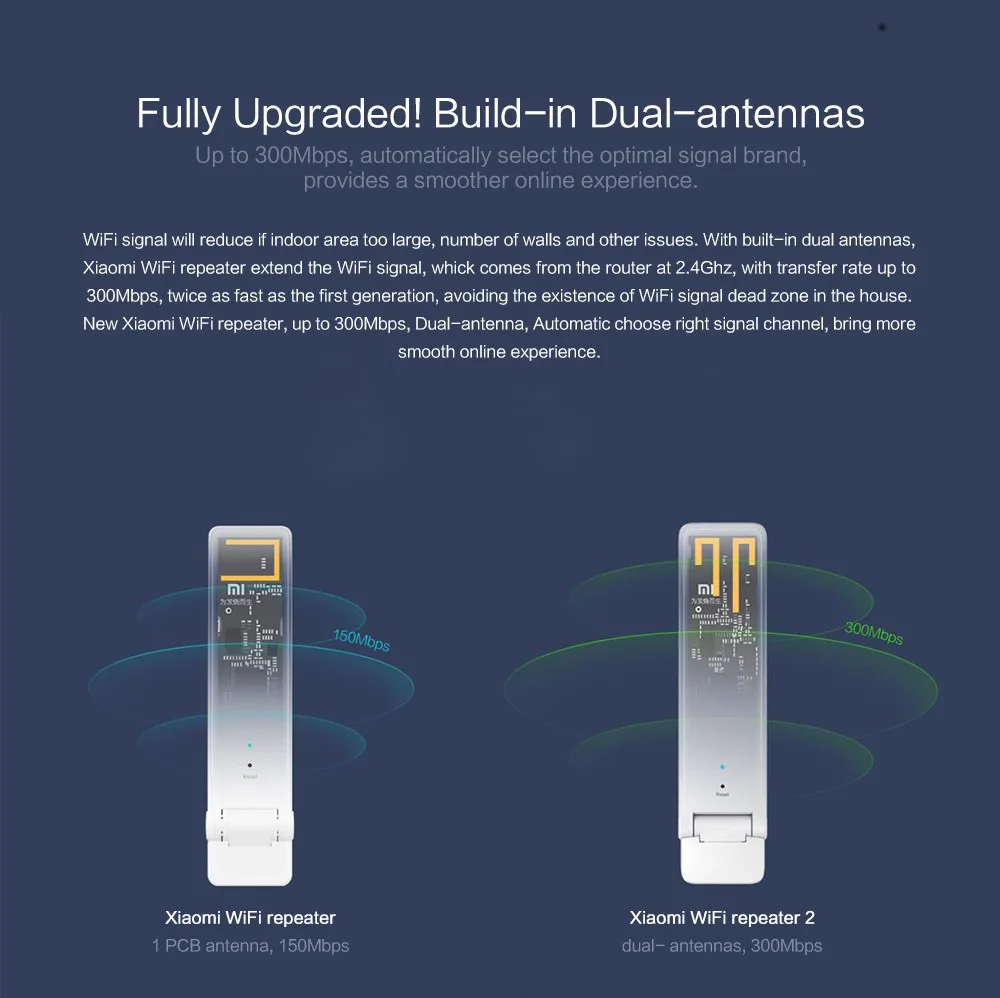 Xiaomi WIFI Repeater 2 Universal Repitidor Wi-Fi Extender 2 Amplificador 300Mbps Extende Signal Enhancement Wireless Routers (2)