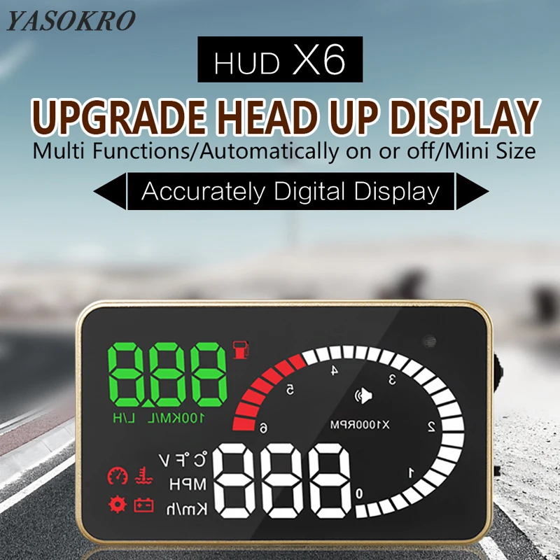 Автомобильный дисплей YASOKRO OBD2 HUD автомобильный измеритель скорости лобовое