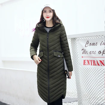 

KUYOMENS Women's Coats 2018 New Long Parkas Female Women Winter Coat Cotton Warm Outwear Double Breasted Parka Coat