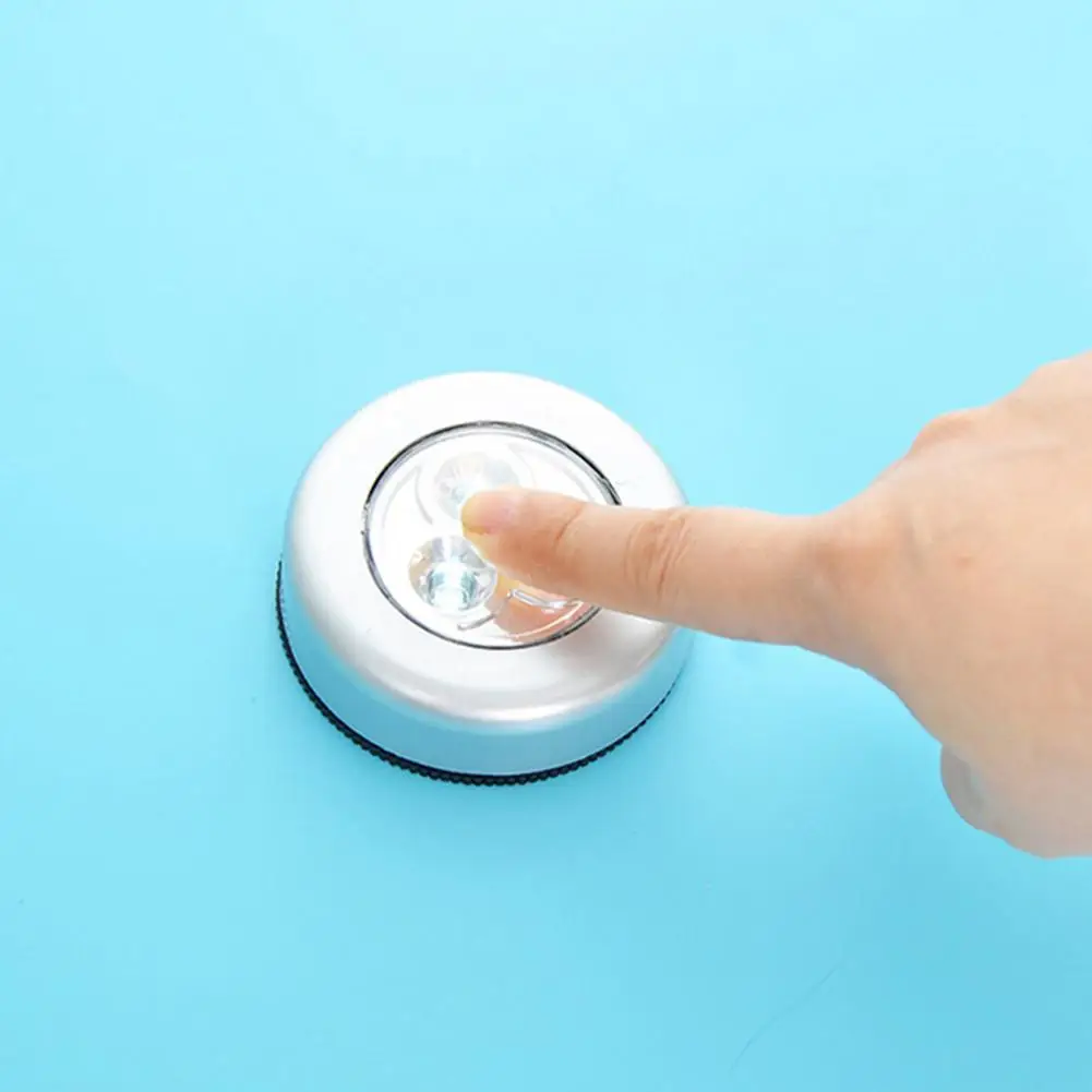 

Mini Touch Light 3 LED Cordless Stick Tap Wardrobe Touch Lamp Battery Powered Round Veilleuse Cordless Cars Cabinets Lamp