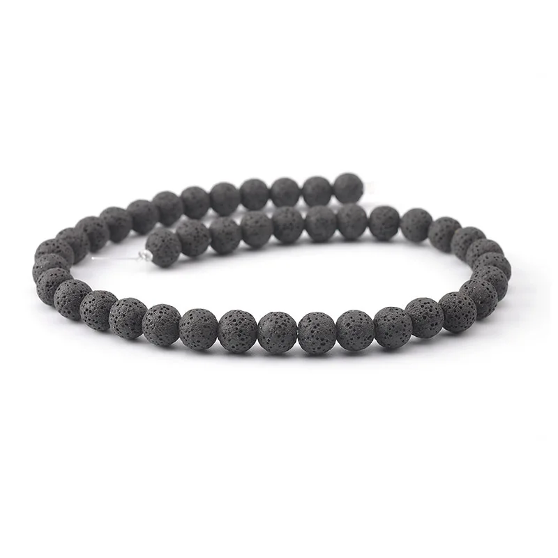 Natural Stone Beads Volcanic Lava Colorful Black Round Rock Lava Loose Beads 6mm-16mm For DIY Necklace Bracelet Jewelry Making