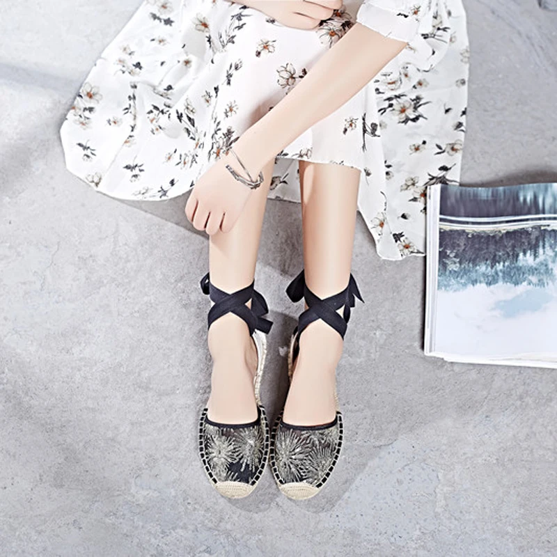 Canvas Summer Women's Espadrille Sandals Flats Ankle Strap Hemp Bottom Fisherman Women Shoes For 2018 SpringAutumn Women Loafer (24)