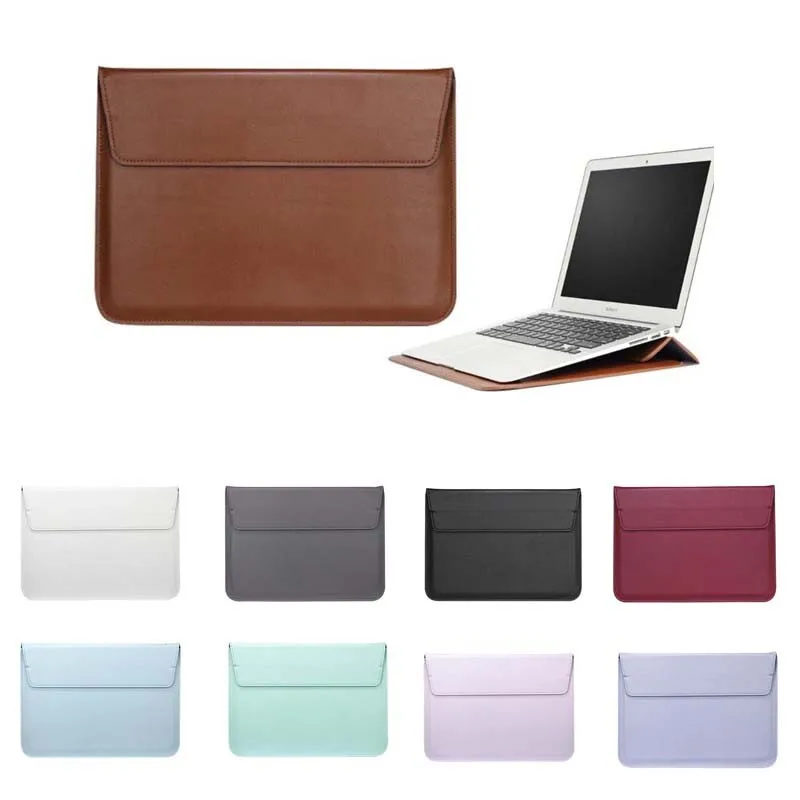 PU Leather Sleeve Laptop Bag Case For Macbook Air 13 A1466 Pro Retina 11 12 13 15 Notebook Laptop Cover For Macbook Touch ID