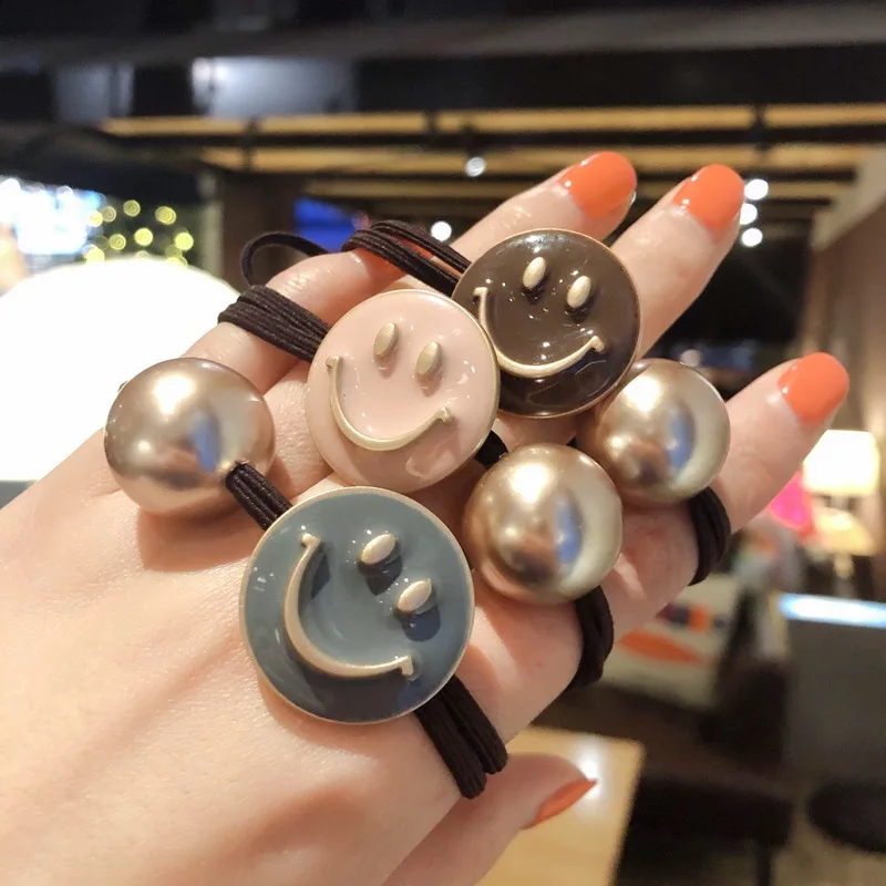 

MuHan Lovely Smiling Face Elastic Hair Bands Rubber Headwear Women Girls Kids Ponytail Holder Lovely Hair Accessories Scrunchy