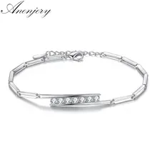 Anenjery новые модные 925 пробы серебряные ювелирные изделия Роскошные простые циркониевые женские браслеты и браслеты pulseira S-B49