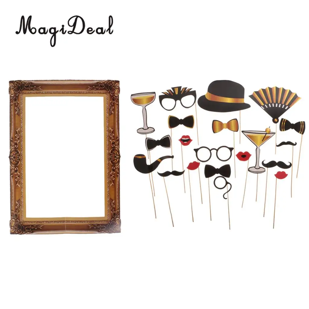 Vintage Photo Booth Prop+Selfie Photo Frame Wedding Hen Night Party