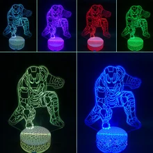 Hot Sale Iron Man 3D Nightlight LED stereoscopic light touch Colorful color Acrylic USB small table lamp birthday gift lights