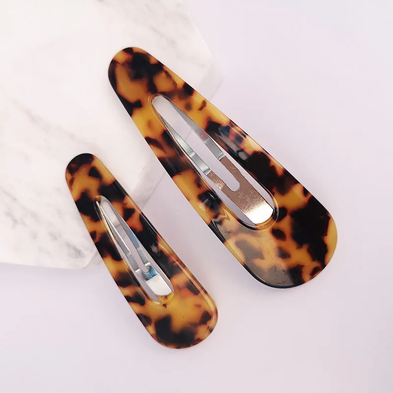 1PCS Japan Fashion Resin Acrylic Hairpins Geometric Round Triangle Leopard Print Hair Clips Hair Accessories for Women