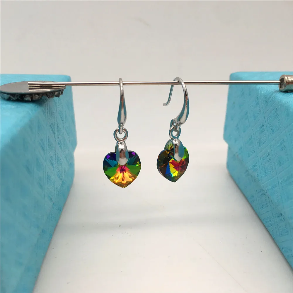 Swarovski crystal heart earrings-VM