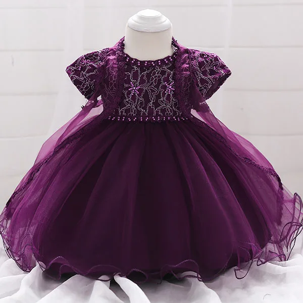 Новогоднее платье для маленьких девочек на день рождения Рождественские и свадебные костюмы для маленьких принцесс; Vestido; детская одежда для крещения с кружевным бантом для девочек - Цвет: Purple