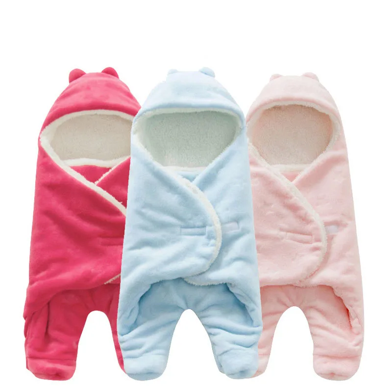 

Baby Sleeping Bag 68*80cm Coral Fleece baby swaddle blanket Winter Footmuff Saco Bebe Cochecito Dormir Sac De Couchage Enfant