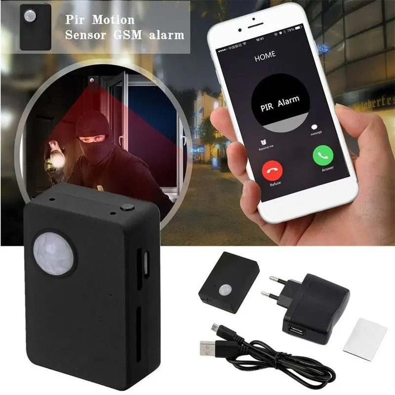 

High Sensitivity Infrared Motion Alarm Detector Home Security GSM MMS & Call PIR Alert Sensor Wireless Security Alarm SMS Plush